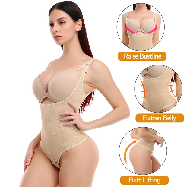 Women Shapewear Bodysuit Thong Panty Body Shaper Waist Trainer Corrective Underwear Tummy Control Shapewear Fajas Colombianas