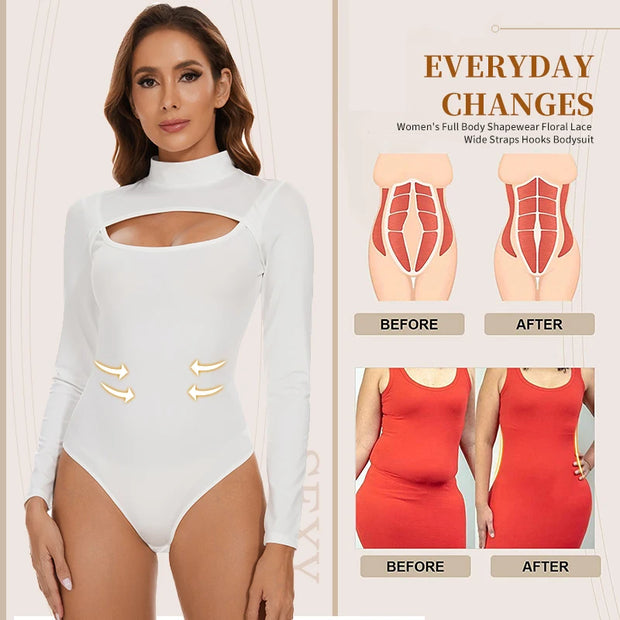 KacyBelle Open Pore Bodysuit: High-Neck Design, Tummy Control & Breathable