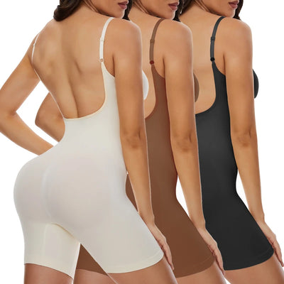 Low Back Seamless Bodysuit Shapewear Women Mesh Butt Lifter Smooth Body Shaper Backless Slimming Sheath Flat Belly Corset