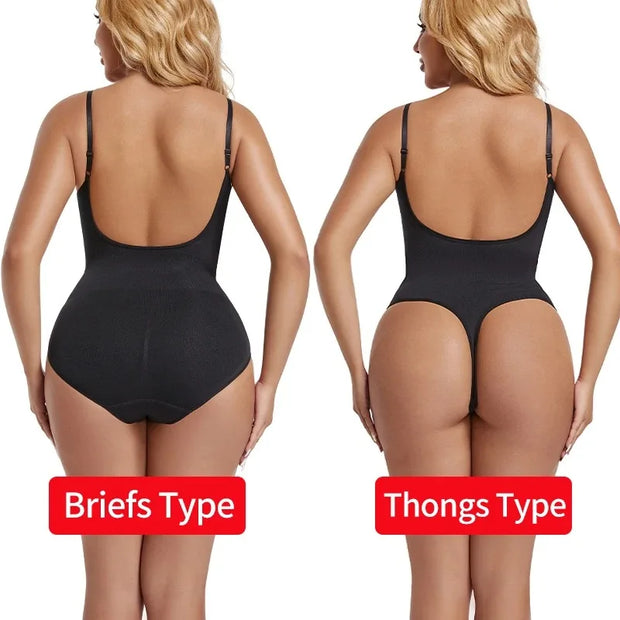 KacyBelle Seamless Thong Bodysuit: Backless Design, Tummy Control & Lift